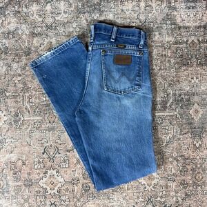 Wrangler 36mwz Cowboy Cut Blue Jeans Sz 31x34 Made In Mexico Faded & Distressed